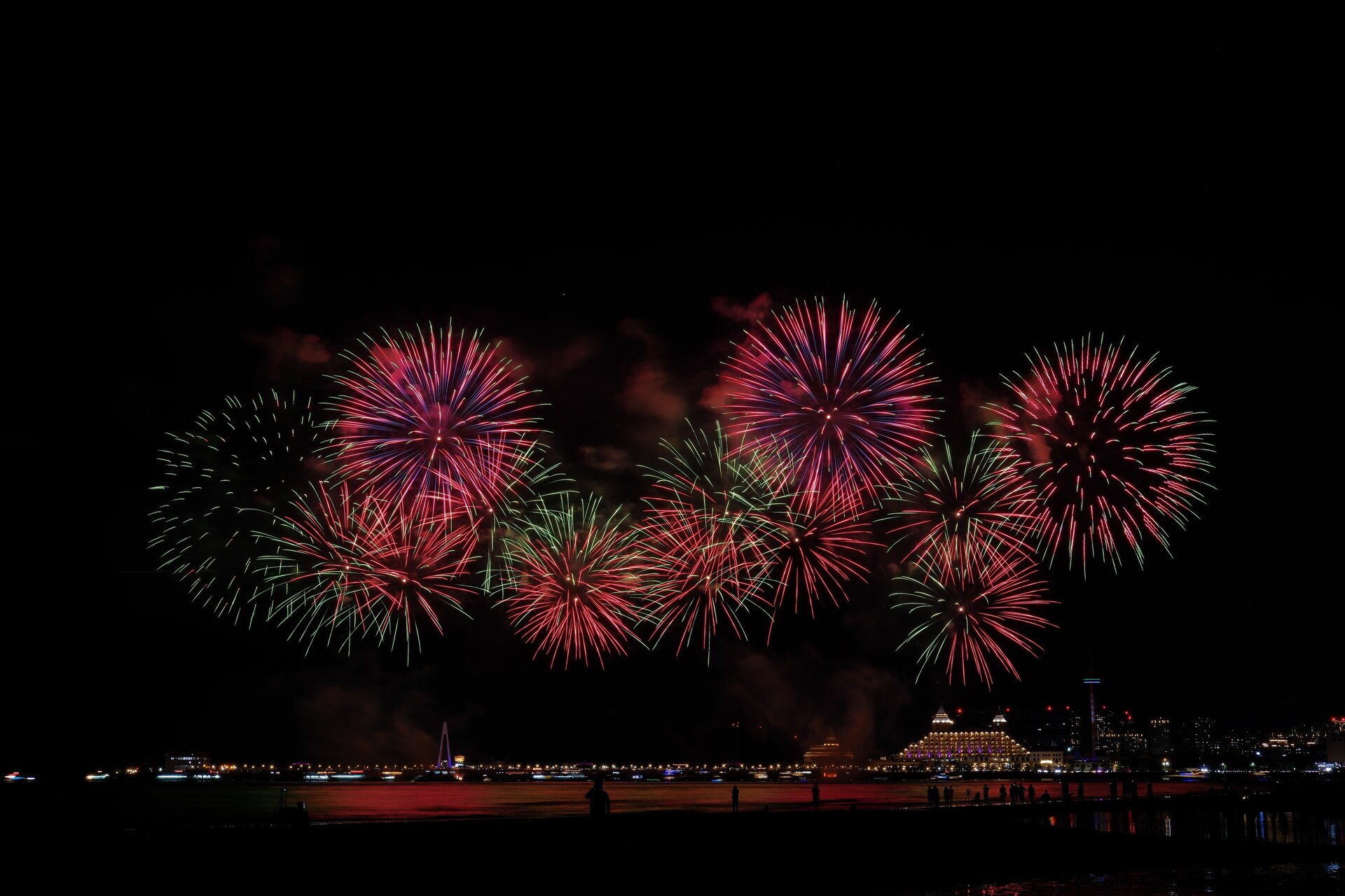 Colorful fireworks lighting up the night sky
